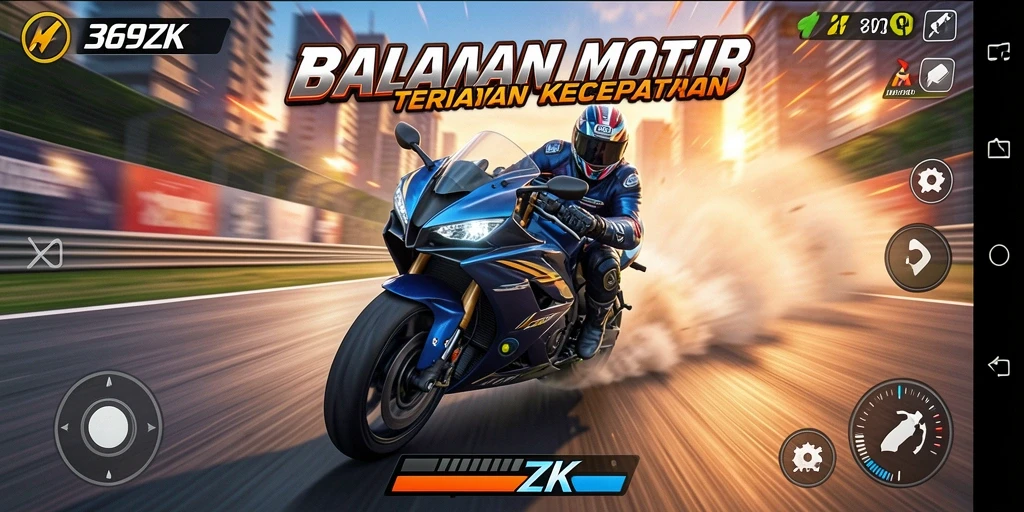Gameplay mendebarkan dari 369ZK dengan balapan motor yang seru.