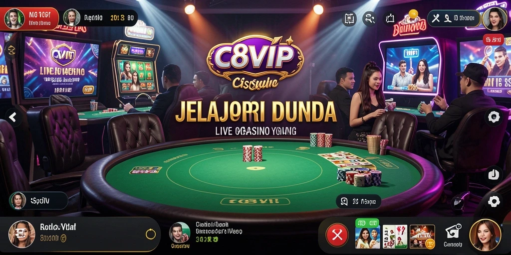 Tampilan gameplay C8VIP yang seru dengan dealer langsung di Live Casino.