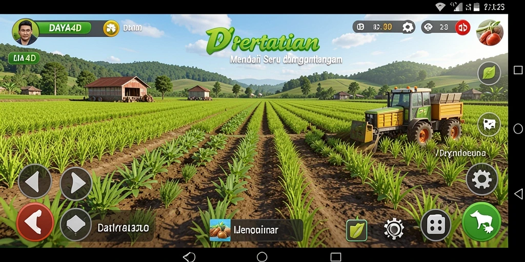 Tampilan gameplay <strong>DAYA4D</strong> saat bercocok tanam di lahan pertanian
