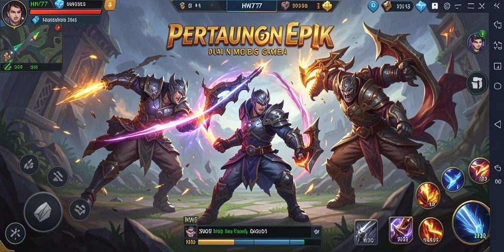 Gameplay seru dan strategis dalam HW777 MOBA.