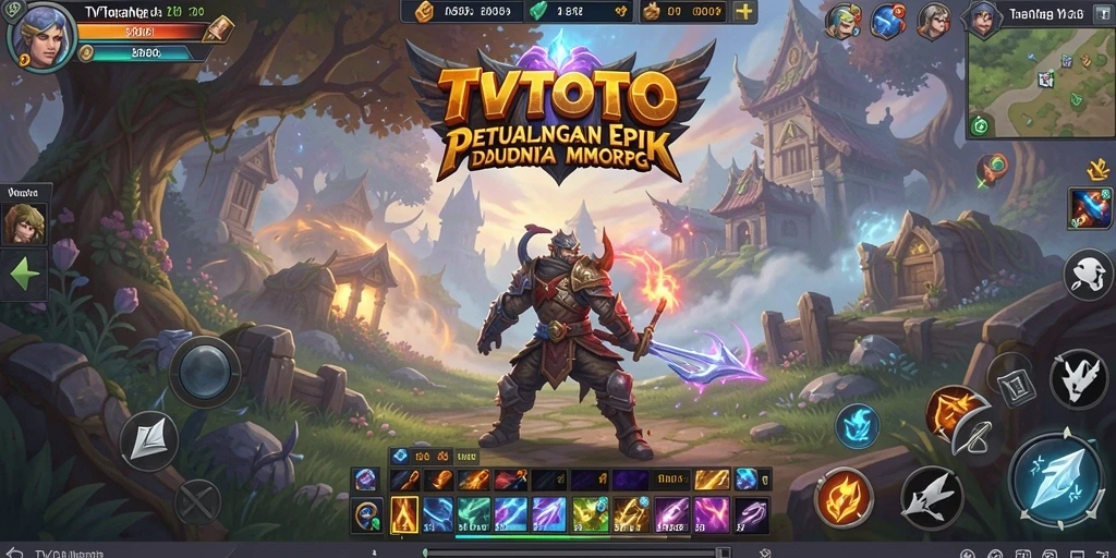 Screenshot gameplay TVTOTO yang menampilkan petualangan epik di dunia MMORPG.