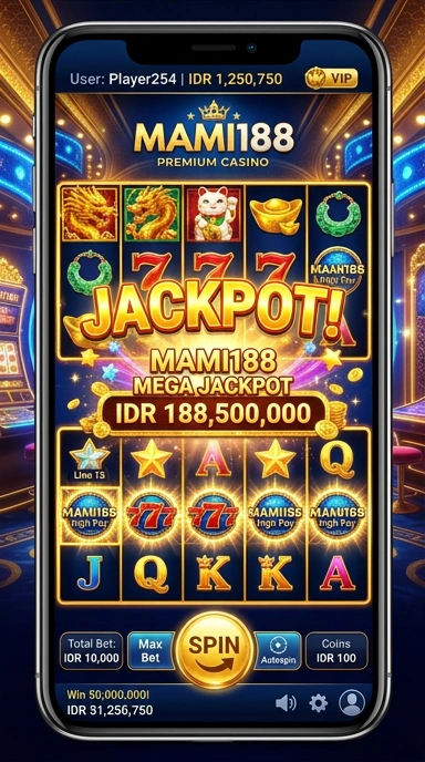 Screenshot aplikasi mami188 dengan berbagai kategori.
